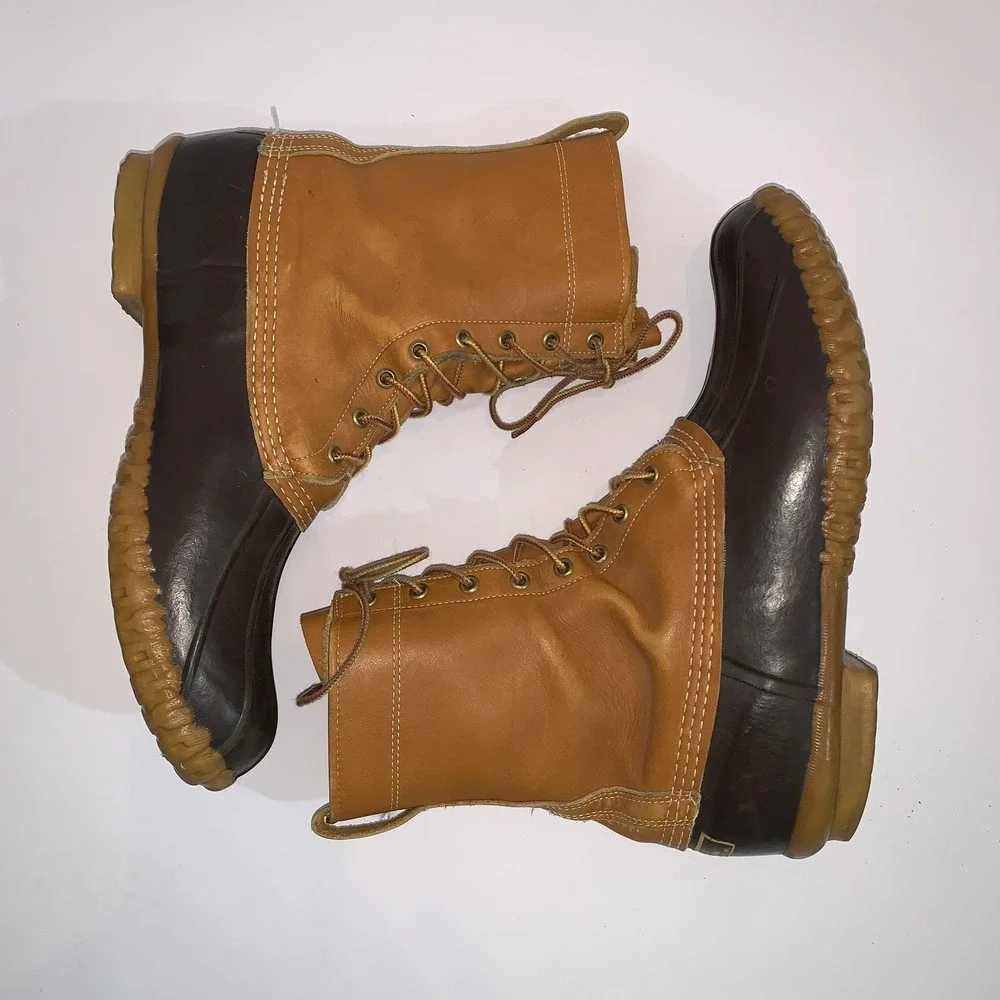 L.L. Bean Maine Hunting Boots Mens 12 Brown Leather Duck Waterproof USA